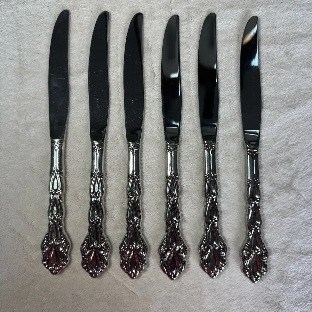 Oneida Chandelier Set of 6 Dinner Knives Community Stainless Flatware MCM VTG